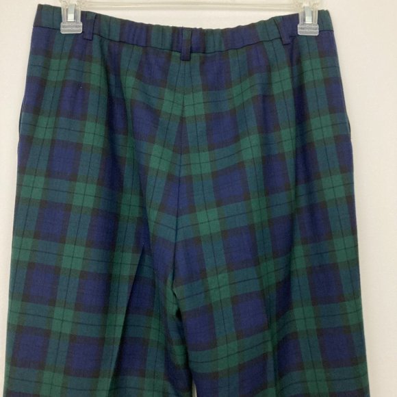 Pendleton Virgin Wool Black Watch Plaid Tartan Pants Size 12 Green Navy Lined - Picture 6 of 11